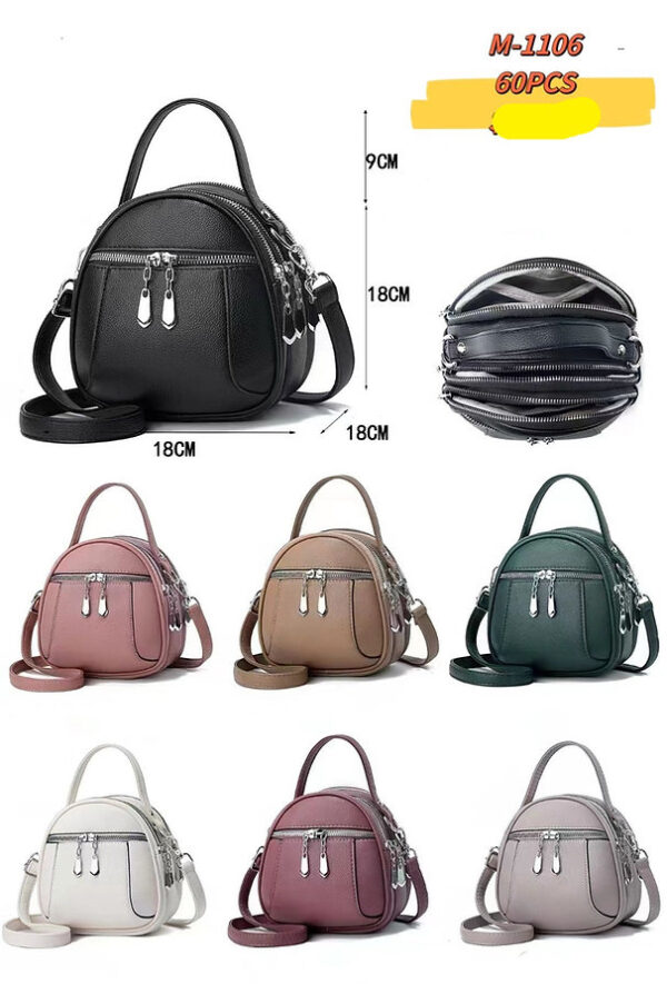 Bandolera Mini Con 4 Cierres Casual De Mujer Acabado De Los Herrajes Níquel Color Negro