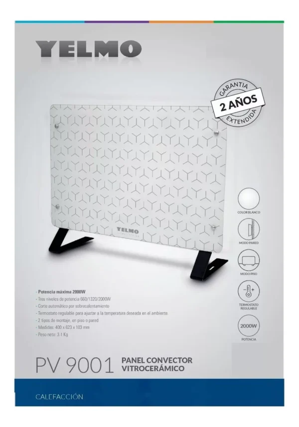 Panel Convector Vitrocerámico Electrico Yelmo 2000w - Image 2