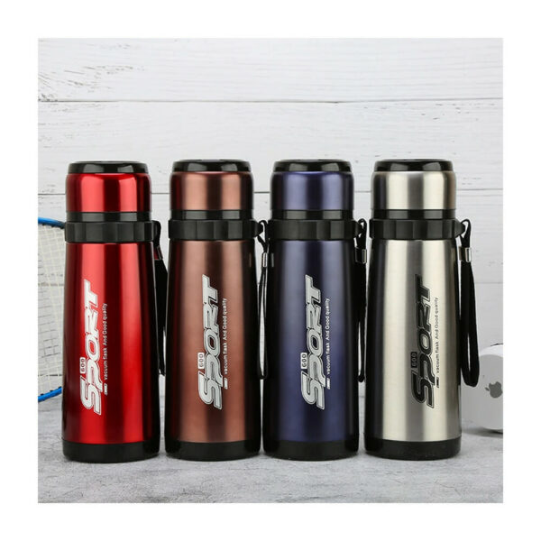 Termo botella lisa sport vacuum flask de acero inoxidable con correa y capacidad de 800ml, variedad de colores