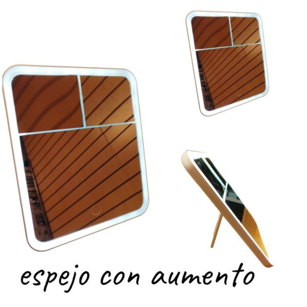 ESPEJO CON LUCES LED Y DOS NIVELES DE AUMENTO