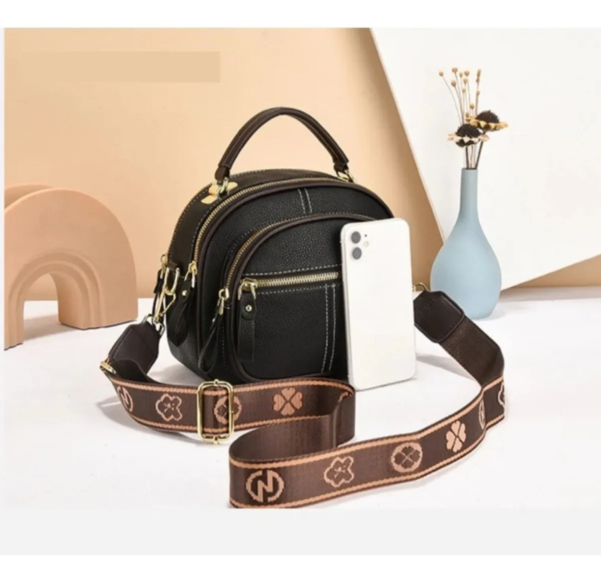 Bolso Bandolera De Piel Con Varios Compartimentos Para Mujer - Image 2