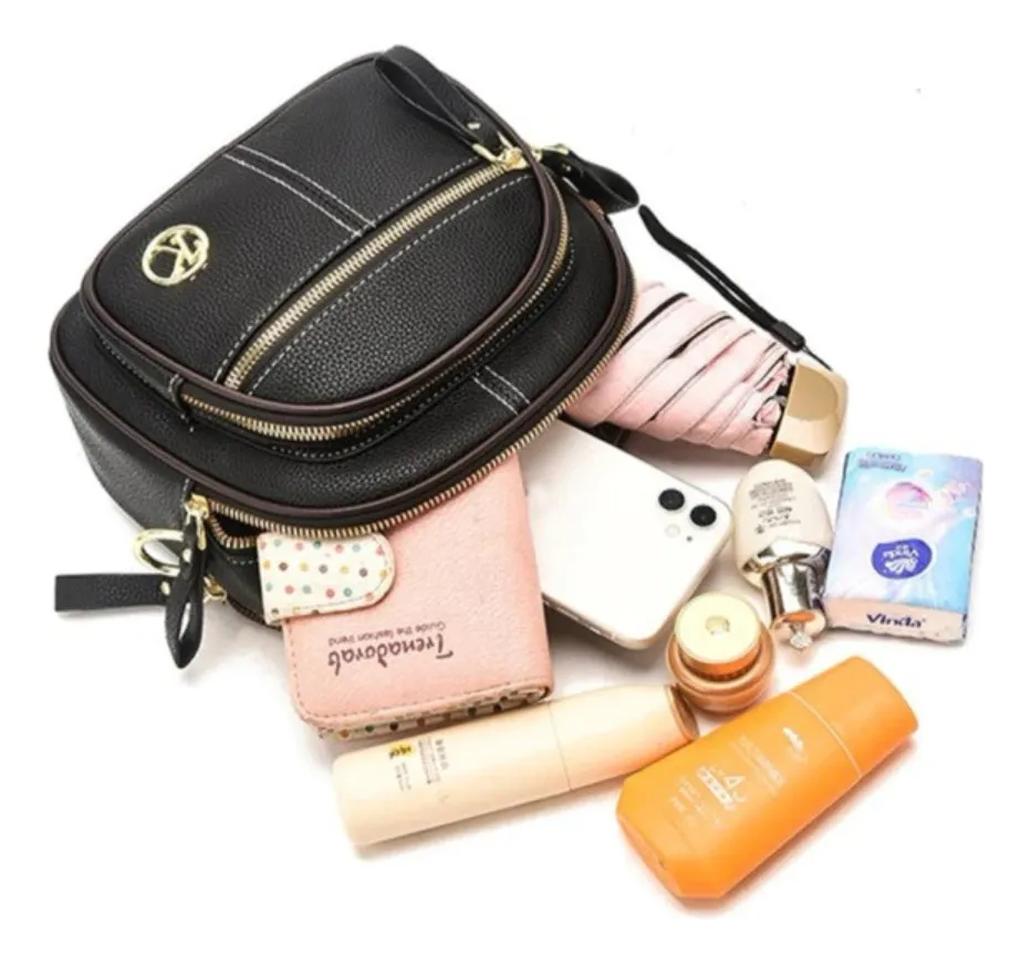 Bolso Bandolera De Piel Con Varios Compartimentos Para Mujer - Image 4