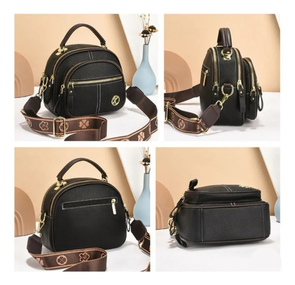 Bolso Bandolera De Piel Con Varios Compartimentos Para Mujer - Image 5