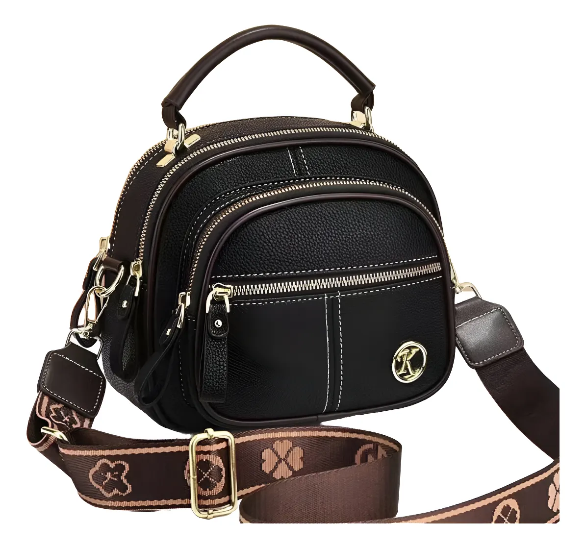 Bolso Bandolera De Piel Con Varios Compartimentos Para Mujer